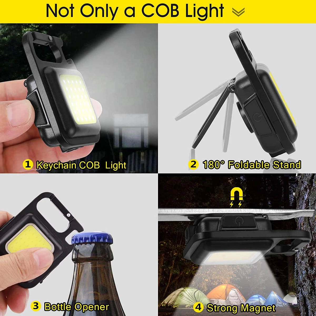 Mini LED 1500LM Flashlight Work Light Portable Pocket Flashlight Keychains USB Rechargeable For Outdoor(Kitchen Light)